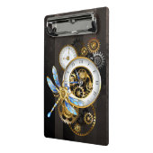Steampunkuhr mit mechanischer Libelle Mini Klemmbrett (Gewinkelt2)