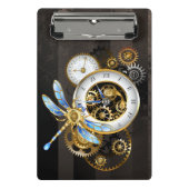 Steampunkuhr mit mechanischer Libelle Mini Klemmbrett (Vorderseite)