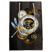 Steampunkuhr mit mechanischer Libelle Mittlere Geschenktüte (Rückseite)