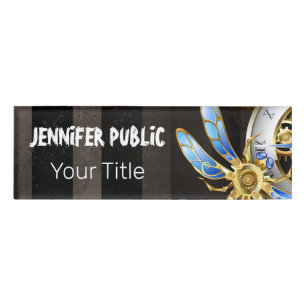 Steampunkuhr mit mechanischer Libelle Namenschild