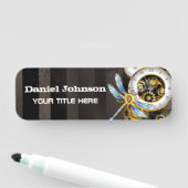 Steampunkuhr mit mechanischer Libelle Namensschild (Beispiel)