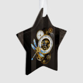 Steampunkuhr mit mechanischer Libelle Ornament (Vorderseite)