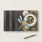 Steampunkuhr mit mechanischer Libelle Post-it Klebezettel (Auf Schreibtisch)