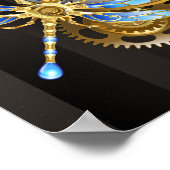 Steampunkuhr mit mechanischer Libelle Poster (Ecke)