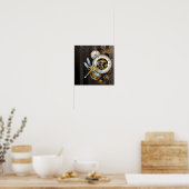 Steampunkuhr mit mechanischer Libelle Poster (Küche)