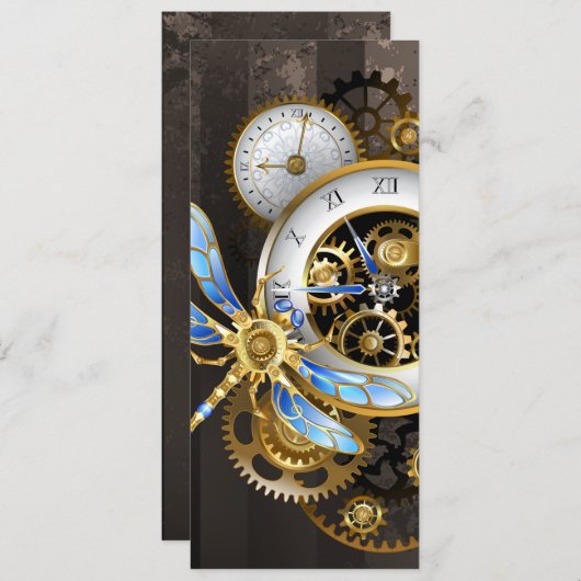 Steampunkuhr mit mechanischer Libelle Programm (Vorne/Hinten)