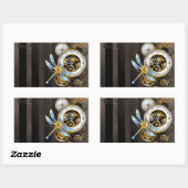 Steampunkuhr mit mechanischer Libelle Rechteckiger Aufkleber (Blatt)