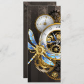 Steampunkuhr mit mechanischer Libelle Save The Date (Vorne/Hinten)