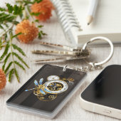 Steampunkuhr mit mechanischer Libelle Schlüsselanhänger (Vorderseite rechts)