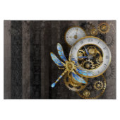 Steampunkuhr mit mechanischer Libelle Schneidebrett (Vorderseite)