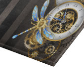Steampunkuhr mit mechanischer Libelle Schneidebrett (Ecke)