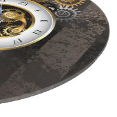 Steampunkuhr mit mechanischer Libelle Schneidebrett (Ecke)