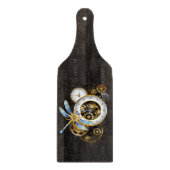 Steampunkuhr mit mechanischer Libelle Schneidebrett (Vorderseite)