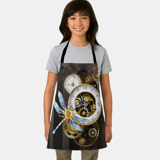 Steampunkuhr mit mechanischer Libelle Schürze (Insitu)