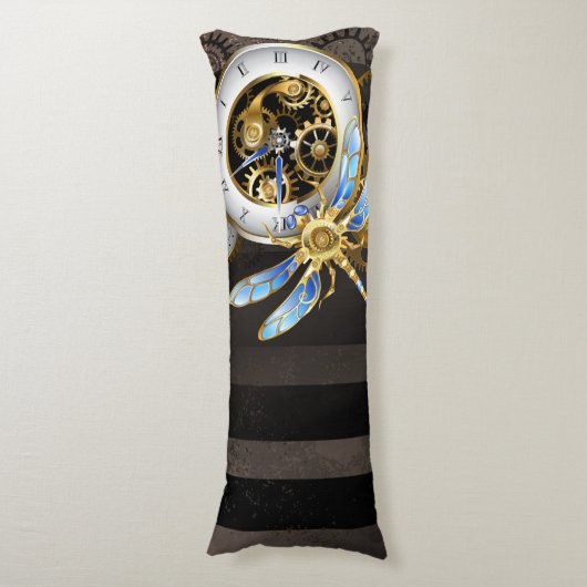 Steampunkuhr mit mechanischer Libelle Seitenschläferkissen (Vorderseite Vertikal)