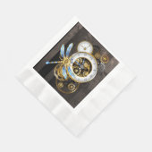 Steampunkuhr mit mechanischer Libelle Serviette (Ecke)