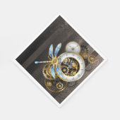 Steampunkuhr mit mechanischer Libelle Serviette (Ecke)
