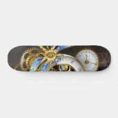 Steampunkuhr mit mechanischer Libelle Skateboard (Horizontal)