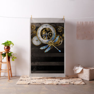 Steampunkuhr mit mechanischer Libelle Stoff