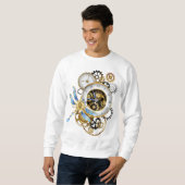 Steampunkuhr mit mechanischer Libelle Sweatshirt (Vorne ganz)