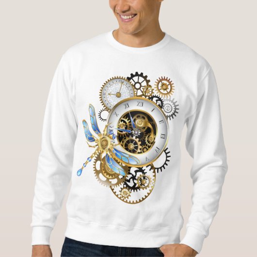 Steampunkuhr mit mechanischer Libelle Sweatshirt (Vorderseite)