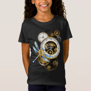 Steampunkuhr mit mechanischer Libelle T-Shirt