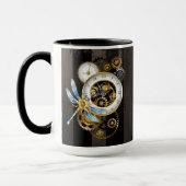 Steampunkuhr mit mechanischer Libelle Tasse (Links)