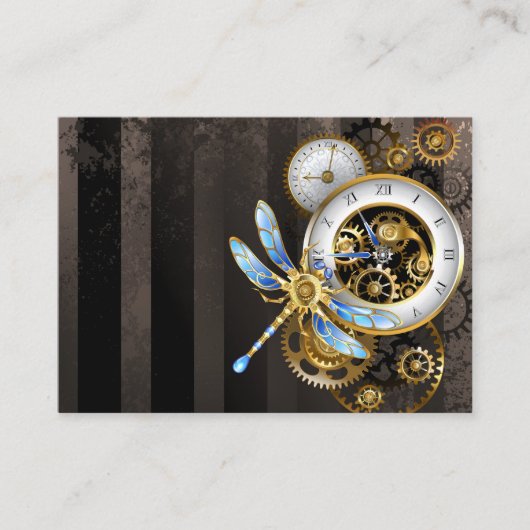 Steampunkuhr mit mechanischer Libelle Telefonnummerkarte (Vorderseite)