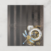 Steampunkuhr mit mechanischer Libelle Terminkarte (Außenseite Aufgefaltet)