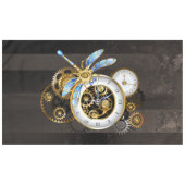 Steampunkuhr mit mechanischer Libelle Tischdecke (Vorderseite (Horizontal))
