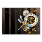 Steampunkuhr mit mechanischer Libelle Tischnummer (Vorderseite)