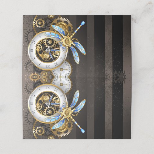 Steampunkuhr mit mechanischer Libelle Treuekarte (Außenseite Aufgefaltet)