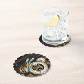 Steampunkuhr mit mechanischer Libelle Untersetzer (Vor Ort)