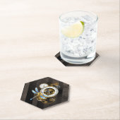 Steampunkuhr mit mechanischer Libelle Untersetzer (Vor Ort)