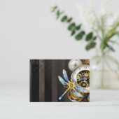 Steampunkuhr mit mechanischer Libelle Visitenkarte (Stehend Vorderseite)