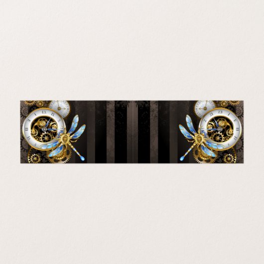 Steampunkuhr mit mechanischer Libelle Visitenkarten (Außenseite Aufgefaltet)