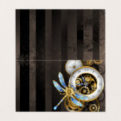 Steampunkuhr mit mechanischer Libelle Visitenkarten (Außenseite Aufgefaltet)