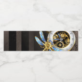 Steampunkuhr mit mechanischer Libelle Wasserflaschenetikett (Einzelnes Label)