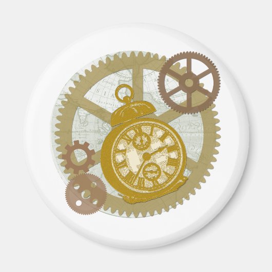 Steampunkuhr und Geere Magnet (Vorne)