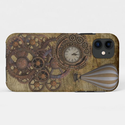 Steampunkuhr und Heißluftballon Case-Mate iPhone Hülle (Rückseite (Horizontal))