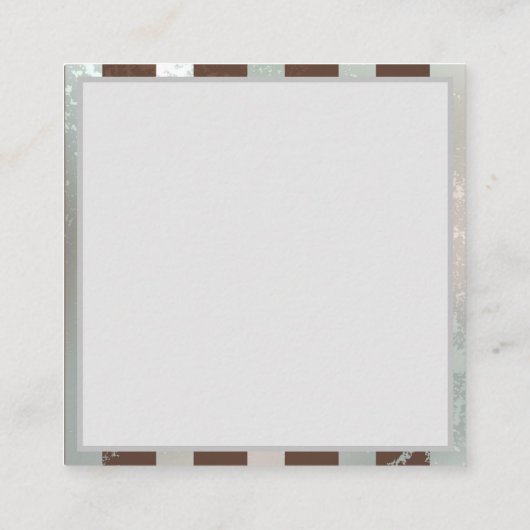 Steampunkuhr und türkisfarbene Rose auf gestreifte Quadratische Visitenkarte (Rückseite)