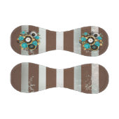 Steampunkuhr und türkisfarbene Rose auf Streifen Baseball (Paneele)