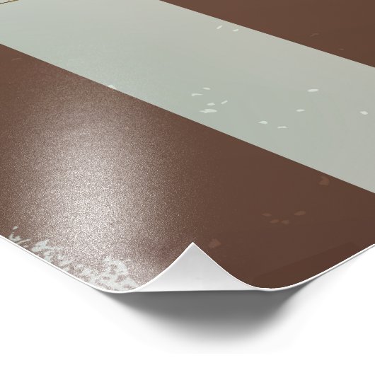 Steampunkuhr und türkisfarbene Rose auf Streifen Fotodruck (Ecke)