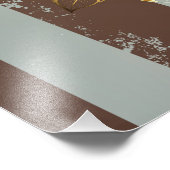 Steampunkuhr und türkisfarbene Rose auf Streifen Fotodruck (Ecke)