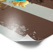 Steampunkuhr und türkisfarbene Rose auf Streifen Fotodruck (Ecke)