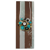 Steampunkuhr und türkisfarbene Rose auf Streifen Geschenktüte Für Weinflaschen (Vorderseite)