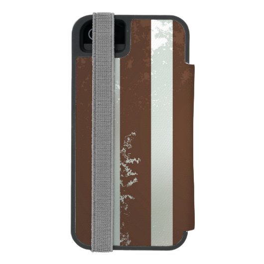 Steampunkuhr und türkisfarbene Rose auf Streifen Incipio iPhone Geldbeutel-Hülle (Folio Rückseite)