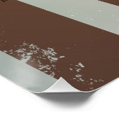 Steampunkuhr und türkisfarbene Rose auf Streifen Poster (Ecke)