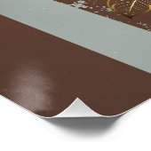 Steampunkuhr und türkisfarbene Rose auf Streifen Poster (Ecke)