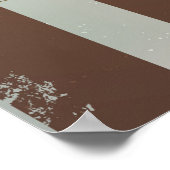 Steampunkuhr und türkisfarbene Rose auf Streifen Poster (Ecke)